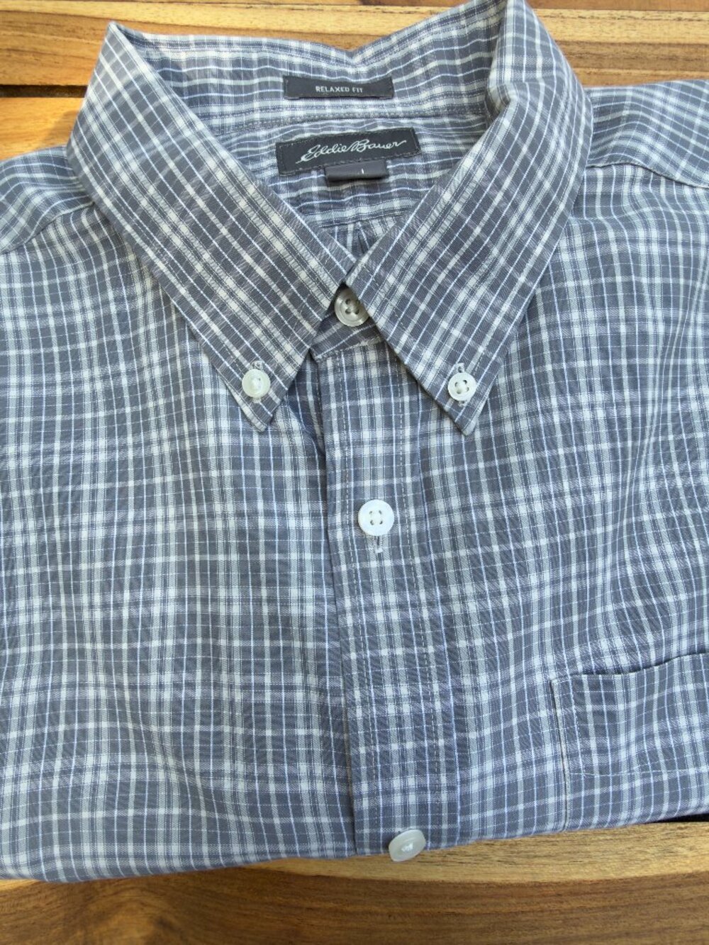 Eddie Bauer Relaxed Fit Button-Down Casual Plaid Shirt Size Large